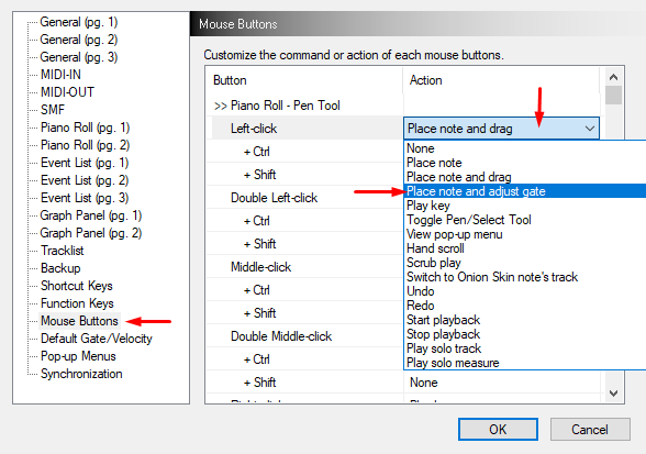 domino mouse buttons settings