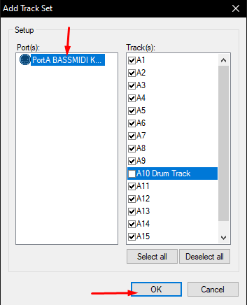 domino selecting track set port origin config