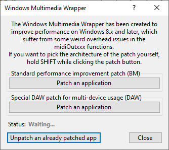 omnimidi winmm patcher window