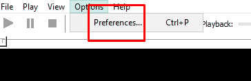 piano from above preferences option from Options menu