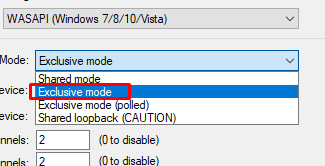 reaper WASAPI mode configuration