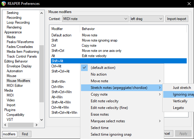 reaper note strumming hotkey configuration