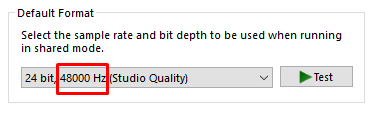 windows audio device sample rate configuration